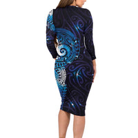 Matariki New Zealand Maori Koru Art Tattoo Family Matching Long Sleeve Bodycon Dress and Hawaiian Shirt New Year Galaxy Blue Sky Style