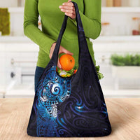Matariki New Zealand Maori Koru Art Tattoo Grocery Bag New Year Galaxy Blue Sky Style