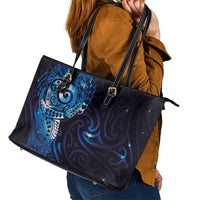 Matariki New Zealand Maori Koru Art Tattoo Leather Tote Bag New Year Galaxy Blue Sky Style