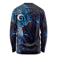 Matariki New Zealand Maori Koru Art Tattoo Long Sleeve Shirt New Year Galaxy Blue Sky Style