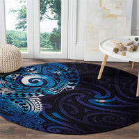 Matariki New Zealand Maori Koru Art Tattoo Round Carpet New Year Galaxy Blue Sky Style