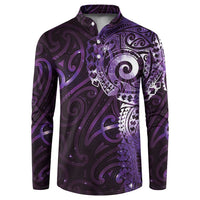 Matariki New Zealand Maori Koru Art Tattoo Button Sweatshirt New Year Galaxy Purple Sky Style