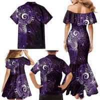 Matariki New Zealand Maori Koru Art Tattoo Family Matching Mermaid Dress and Hawaiian Shirt New Year Galaxy Purple Sky Style