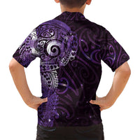 Matariki New Zealand Maori Koru Art Tattoo Family Matching Puletasi and Hawaiian Shirt New Year Galaxy Purple Sky Style LT03 - Polynesian Pride