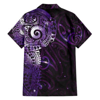 Matariki New Zealand Maori Koru Art Tattoo Family Matching Puletasi and Hawaiian Shirt New Year Galaxy Purple Sky Style LT03 - Polynesian Pride