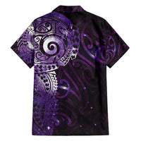Matariki New Zealand Maori Koru Art Tattoo Family Matching Short Sleeve Bodycon Dress and Hawaiian Shirt New Year Galaxy Purple Sky Style