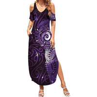 Matariki New Zealand Maori Koru Art Tattoo Family Matching Summer Maxi Dress and Hawaiian Shirt New Year Galaxy Purple Sky Style