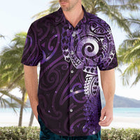 Matariki New Zealand Maori Koru Art Tattoo Hawaiian Shirt New Year Galaxy Purple Sky Style