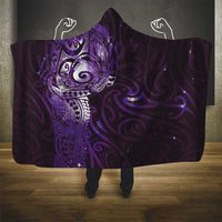 Matariki New Zealand Maori Koru Art Tattoo Hooded Blanket New Year Galaxy Purple Sky Style