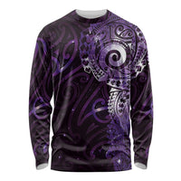 Matariki New Zealand Maori Koru Art Tattoo Long Sleeve Shirt New Year Galaxy Purple Sky Style