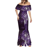 Matariki New Zealand Maori Koru Art Tattoo Mermaid Dress New Year Galaxy Purple Sky Style