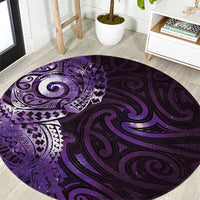 Matariki New Zealand Maori Koru Art Tattoo Round Carpet New Year Galaxy Purple Sky Style