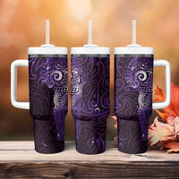 Matariki New Zealand Maori Koru Art Tattoo Tumbler With Handle New Year Galaxy Purple Sky Style