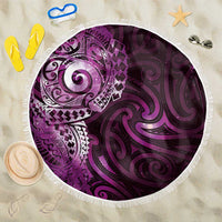 Matariki New Zealand Maori Koru Art Tattoo Beach Blanket New Year Galaxy Pink Sky Style