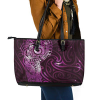 Matariki New Zealand Maori Koru Art Tattoo Leather Tote Bag New Year Galaxy Pink Sky Style