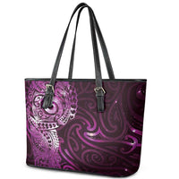 Matariki New Zealand Maori Koru Art Tattoo Leather Tote Bag New Year Galaxy Pink Sky Style