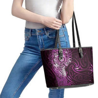 Matariki New Zealand Maori Koru Art Tattoo Leather Tote Bag New Year Galaxy Pink Sky Style