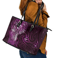 Matariki New Zealand Maori Koru Art Tattoo Leather Tote Bag New Year Galaxy Pink Sky Style