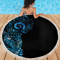 New Zealand Maori Koru Art Traditional Tattoo Beach Blanket Paua Shell