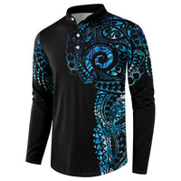 New Zealand Maori Koru Art Traditional Tattoo Button Sweatshirt Paua Shell