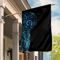 New Zealand Maori Koru Art Traditional Tattoo Garden Flag Paua Shell LT03 House Flag Black - Polynesian Pride