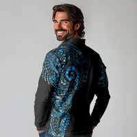 New Zealand Maori Koru Art Traditional Tattoo Long Sleeve Polo Shirt Paua Shell