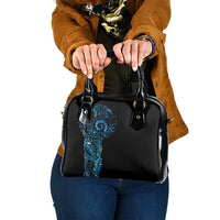 New Zealand Maori Koru Art Traditional Tattoo Shoulder Handbag Paua Shell LT03 One Size Black - Polynesian Pride