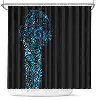 New Zealand Maori Koru Art Traditional Tattoo Shower Curtain Paua Shell LT03 Black - Polynesian Pride