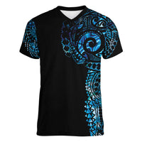 New Zealand Maori Koru Art Traditional Tattoo Women V-Neck T-Shirt Paua Shell