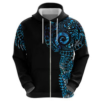 New Zealand Maori Koru Art Traditional Tattoo Zip Hoodie Paua Shell