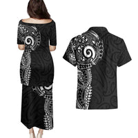 New Zealand Maori Koru Art Traditional Tattoo Couples Matching Puletasi and Hawaiian Shirt Simple Style