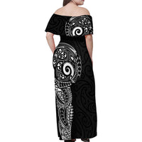New Zealand Maori Koru Art Traditional Tattoo Family Matching Off Shoulder Maxi Dress and Hawaiian Shirt Simple Style