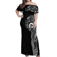 New Zealand Maori Koru Art Traditional Tattoo Off Shoulder Maxi Dress Simple Style