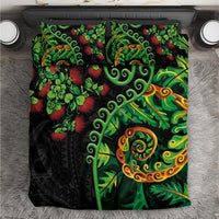 New Zealand Koru Plants and Pohutukawa Bedding Set Maori Tattoo Pattern