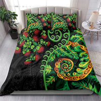 New Zealand Koru Plants and Pohutukawa Bedding Set Maori Tattoo Pattern