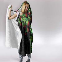 New Zealand Koru Plants and Pohutukawa Hooded Blanket Maori Tattoo Pattern