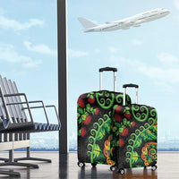 New Zealand Koru Plants and Pohutukawa Luggage Cover Maori Tattoo Pattern