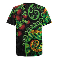New Zealand Koru Plants and Pohutukawa Rugby Jersey Maori Tattoo Pattern