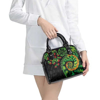 New Zealand Koru Plants and Pohutukawa Shoulder Handbag Maori Tattoo Pattern LT03 - Polynesian Pride