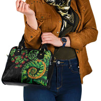 New Zealand Koru Plants and Pohutukawa Shoulder Handbag Maori Tattoo Pattern LT03 - Polynesian Pride