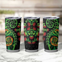 New Zealand Koru Plants and Pohutukawa Tumbler Cup Maori Tattoo Pattern