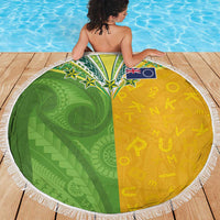 Cook Islands Language Week Beach Blanket Tatau Pattern and Rarotongan Alphabet - Polynesian Pride