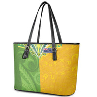 Cook Islands Language Week Leather Tote Bag Tatau Pattern and Rarotongan Alphabet - Polynesian Pride