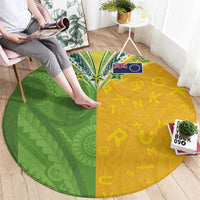 Cook Islands Language Week Round Carpet Tatau Pattern and Rarotongan Alphabet - Polynesian Pride