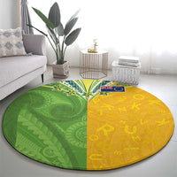 Cook Islands Language Week Round Carpet Tatau Pattern and Rarotongan Alphabet - Polynesian Pride