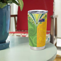 Cook Islands Language Week Tumbler Cup Tatau Pattern and Rarotongan Alphabet - Polynesian Pride