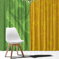 Cook Islands Language Week Window Curtain Tatau Pattern and Rarotongan Alphabet - Polynesian Pride