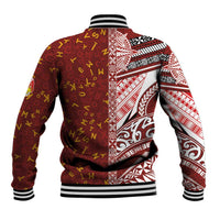 Tonga Language Week Baseball Jacket Ngatu Pattern and Tongan Alphabet - Polynesian Pride