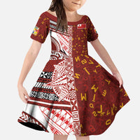 Tonga Language Week Family Matching Off Shoulder Maxi Dress and Hawaiian Shirt Ngatu Pattern and Tongan Alphabet - Polynesian Pride