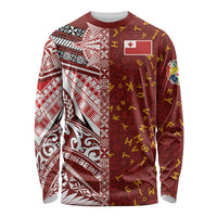 Tonga Language Week Long Sleeve Shirt Ngatu Pattern and Tongan Alphabet - Polynesian Pride